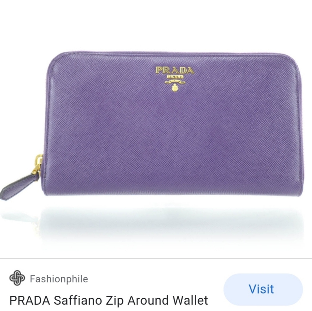 Prada saffiano zip around wallet viola purple